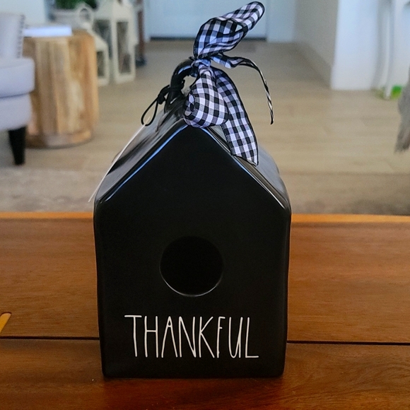 Rae Dunn Black THANKFUL Bird House - Picture 1 of 3